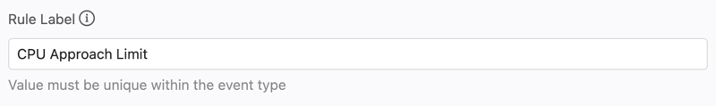 The rule label input is shown with the value CPU Approach Limit entered