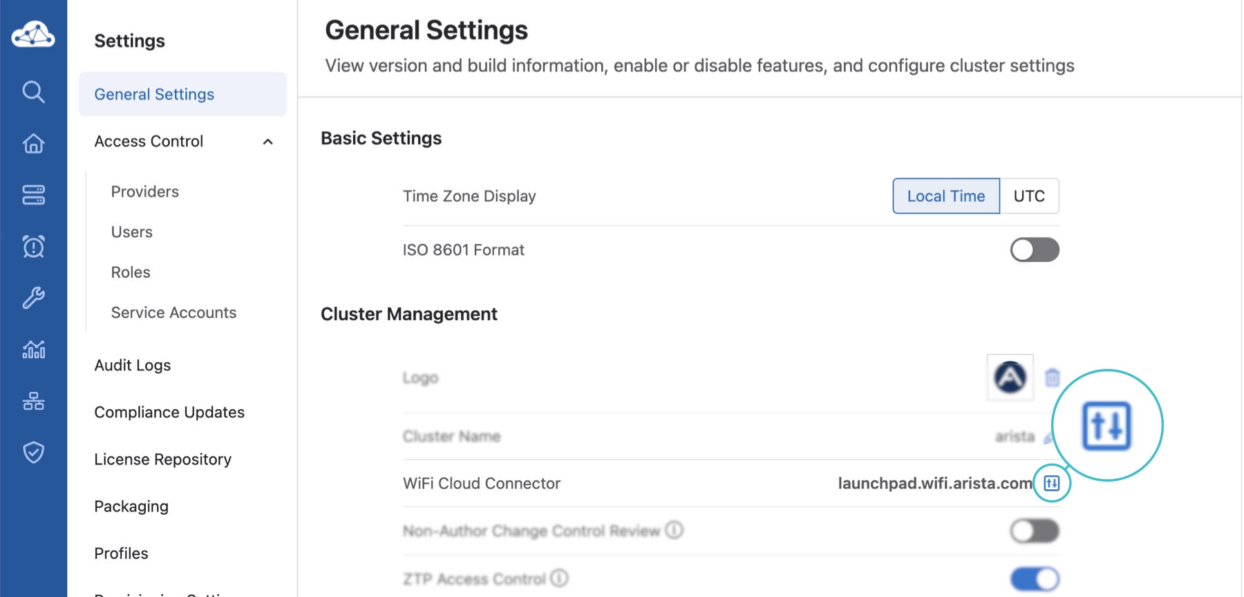 The configuration button is highlighted.